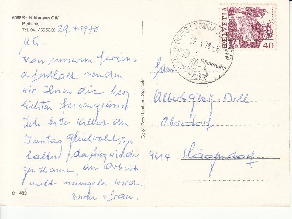Cartoline postali: St. Niklausen 1978 – Usato da Bürglen TG venduto da StampGraf 1