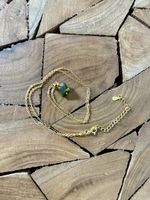 Golden color 925 chain necklace with green pendant new