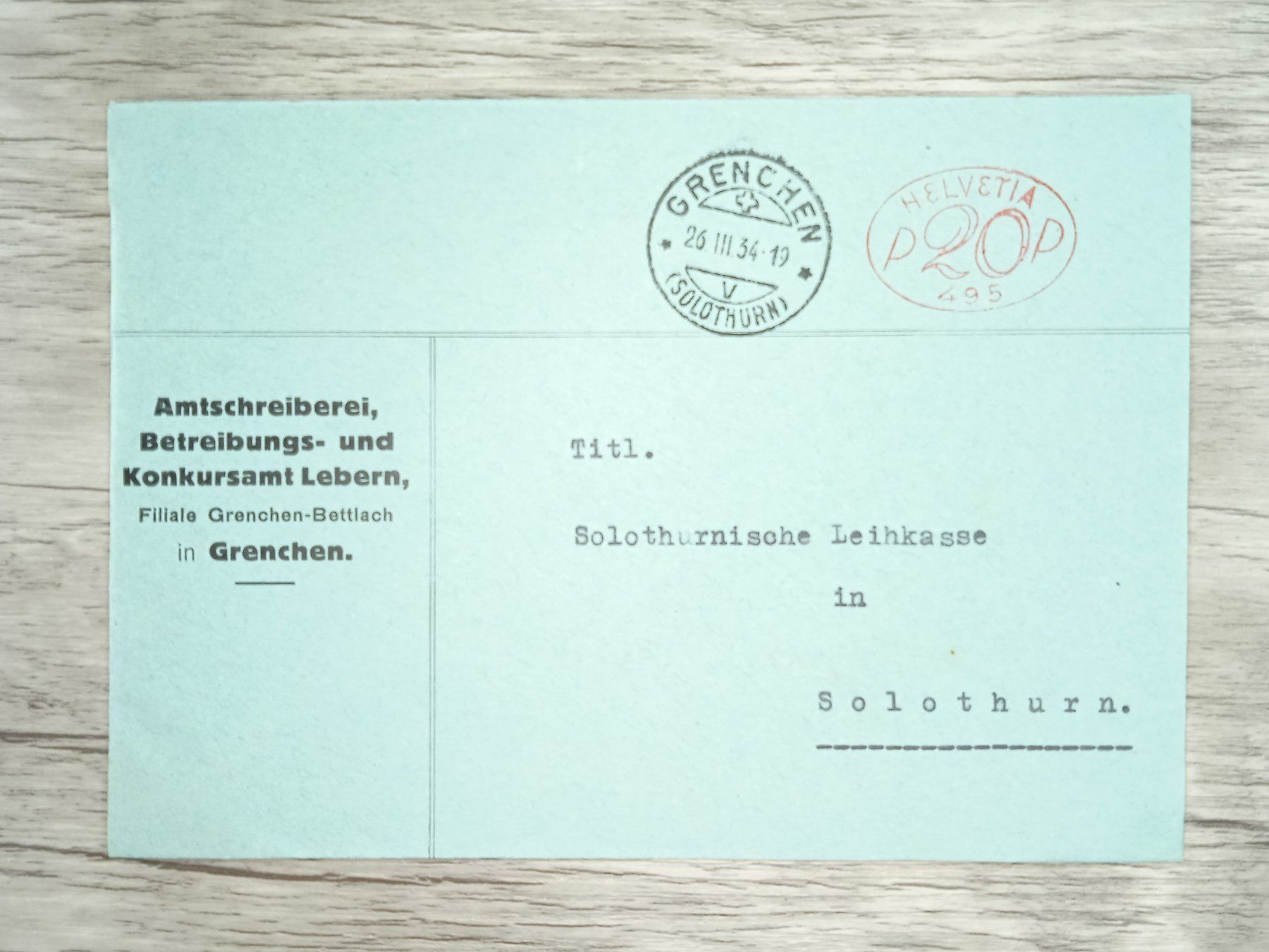 Tutti i francobolli: TR82 Enveloppe + Timbre Suisse 1934 – Usato da Cousset venduto da Patrick_Collections