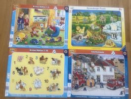 4x Kinder-Puzzle, Zählen & Feuerwehr, Top Zustand, Frühling 