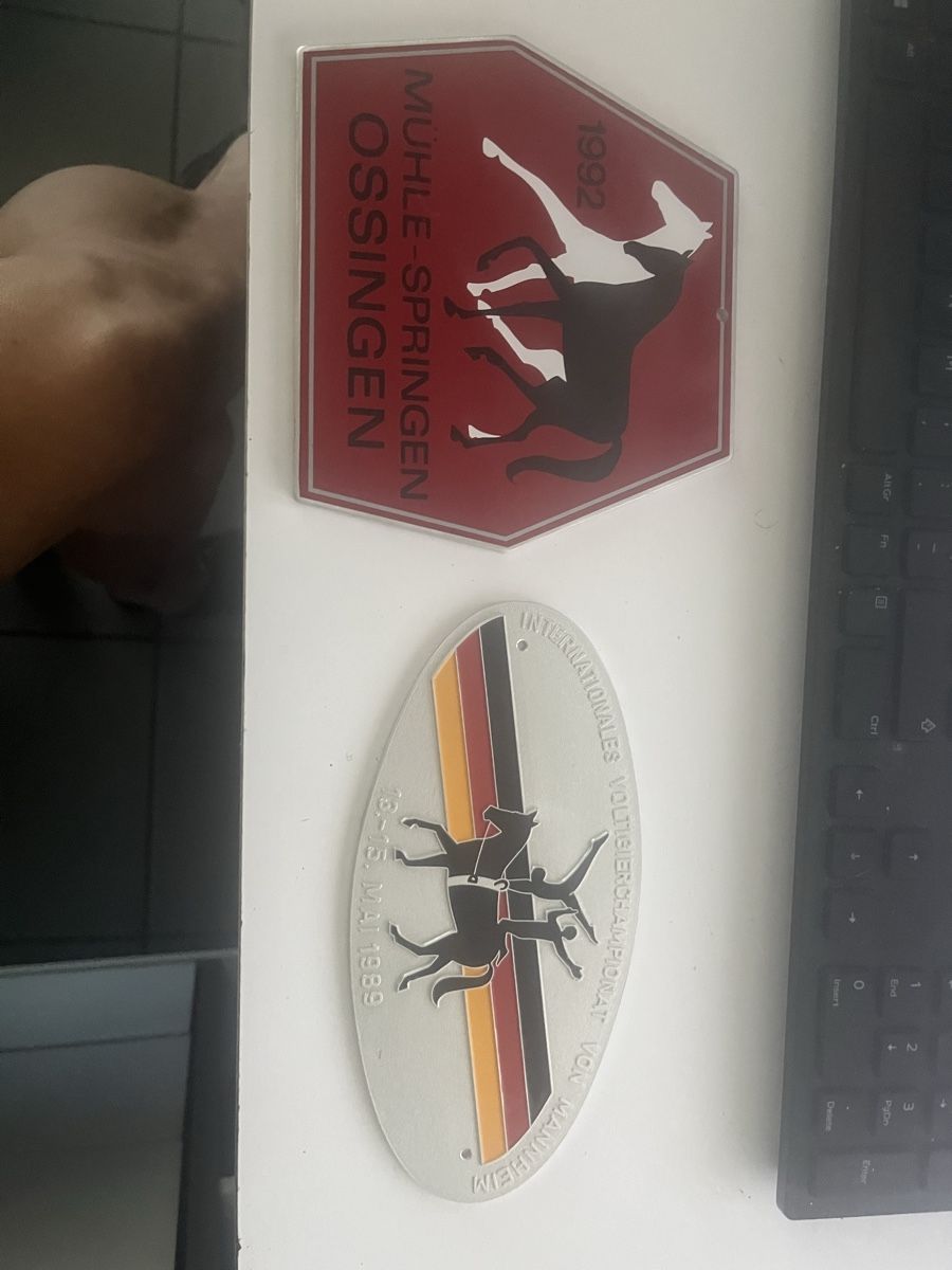 Alle Dekorationen: Targhette commemorative, 2 pezzi, metallo, anni 90 – Gebraucht aus Chiasso von fairy81