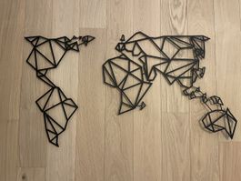 Weltkarte aus Metall