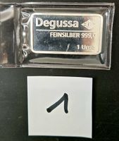 Silberbarren Degussa Geneva 1 Unze 999.9 Feinsilber Neu