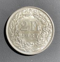 Schweizer Silbermünze 2 Franken 1967