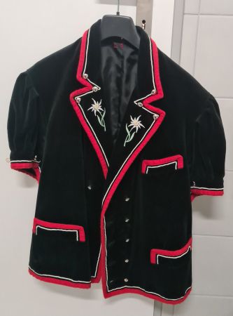 Trachten Jodler Mutz Jacke Samt schwarz Edelweiss Grösse 56