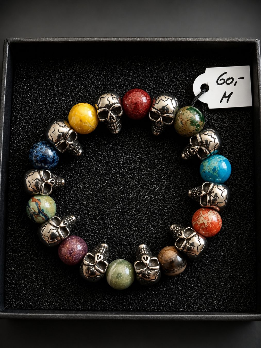 Bracciali & Braccialetti: Bracelet perles crânes multicolores taille M neuf – Nuovo e nell'imballaggio originale da chatel St denis venduto da AD.Leder.Cuir