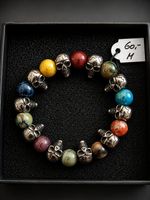 Bracelet perles crânes multicolores taille M neuf