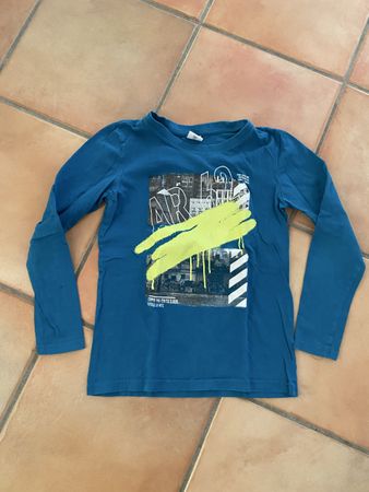 Cooles Langarmshirt,  Gr. 146/152, petrol