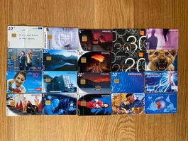 20 verschiedene leere Telefonkarten, Taxcards, Mobilecards