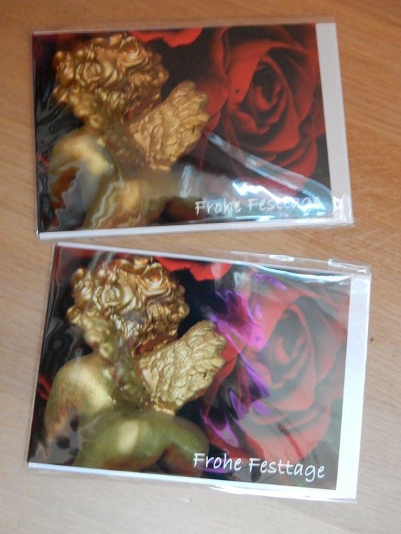 10 spezielle Weihnachtskarten Engel + Rose NEU mit Umschlag Kaufen