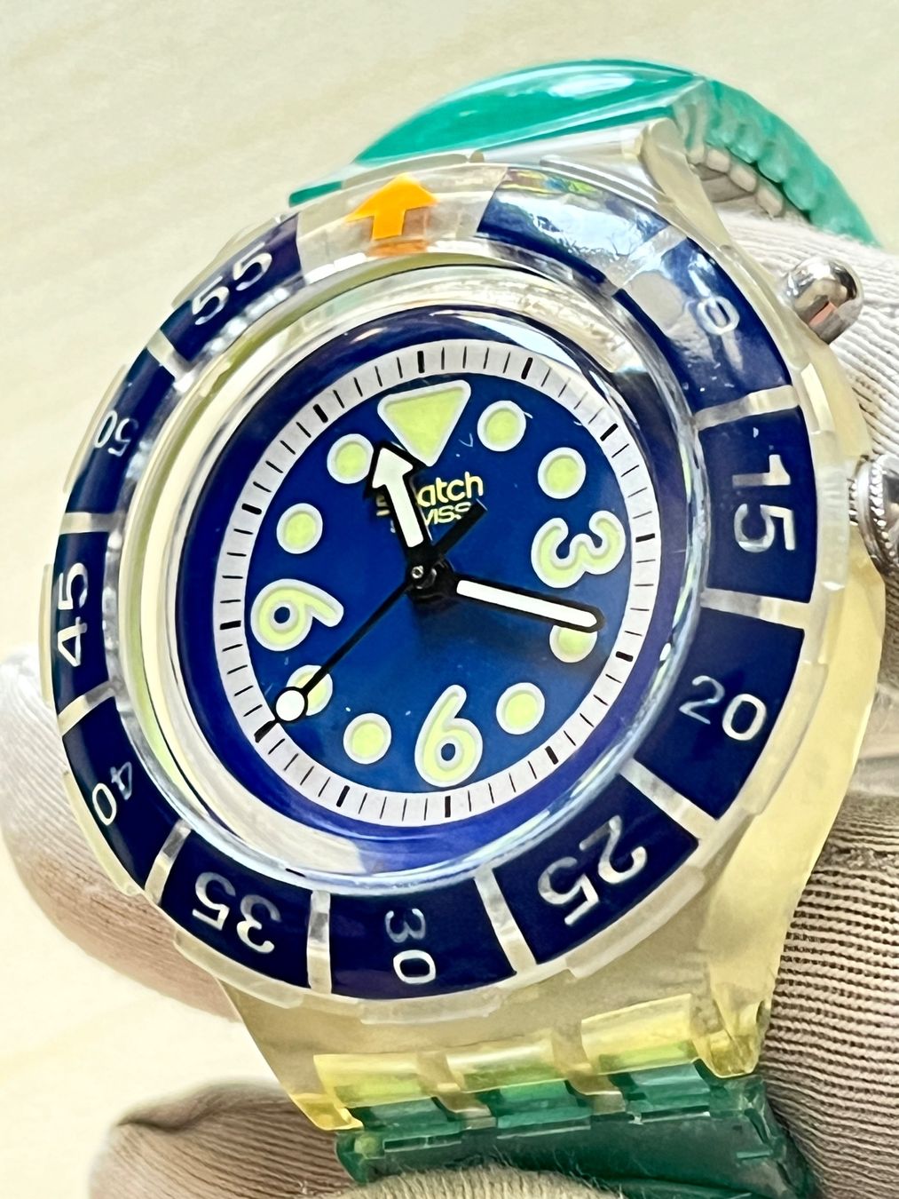 Swatch Orologi: Swatch Scuba Uhr Aqua Blue Armband – Usato da Grenchen venduto da chththl 6