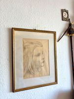 💚 ANTIKE BLEISTIFTZEICHNUNG: MÄDCHENPORTRAIT 🇨🇭