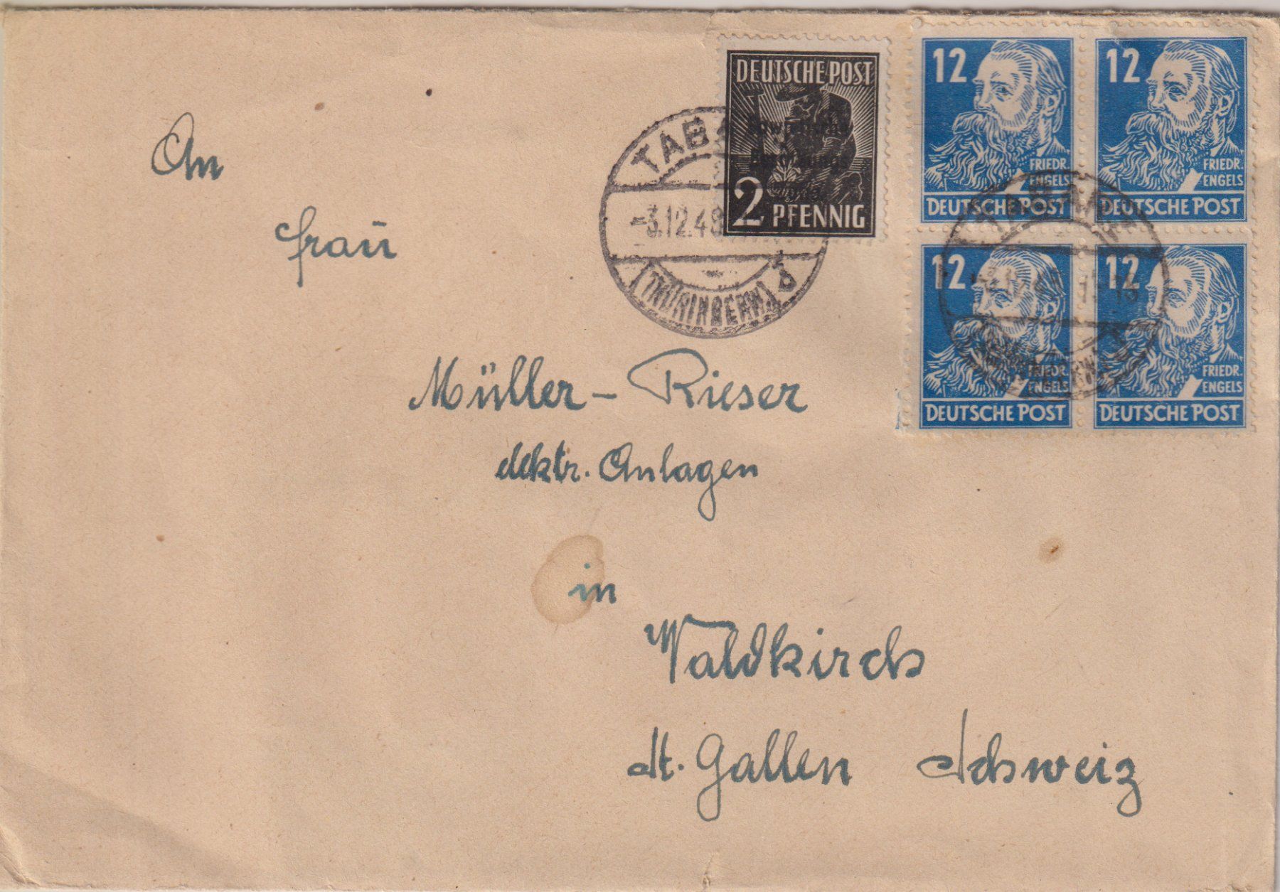 Tutti i francobolli: Brief Deutsche Post 1948 nach Waldkirch SG – Usato da Eschlikon TG venduto da PhilCon
