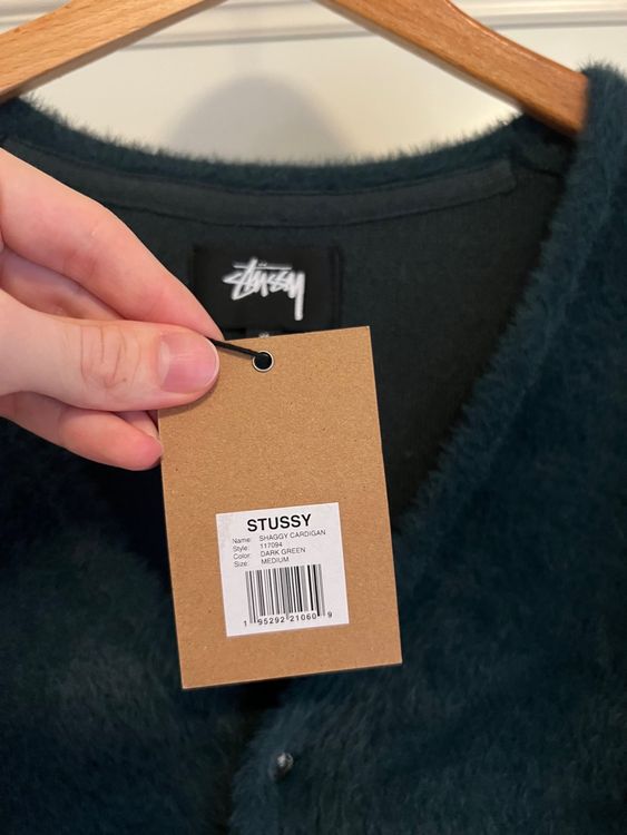 stussy shaggy cardigan darkgreen Mサイズ 【コンビニ受取対応商品