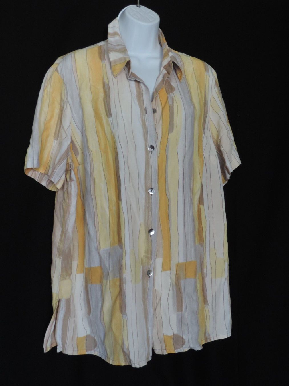 Blusen: chemise rayures jaune orange gris – Gebraucht aus Genève von Axelle333