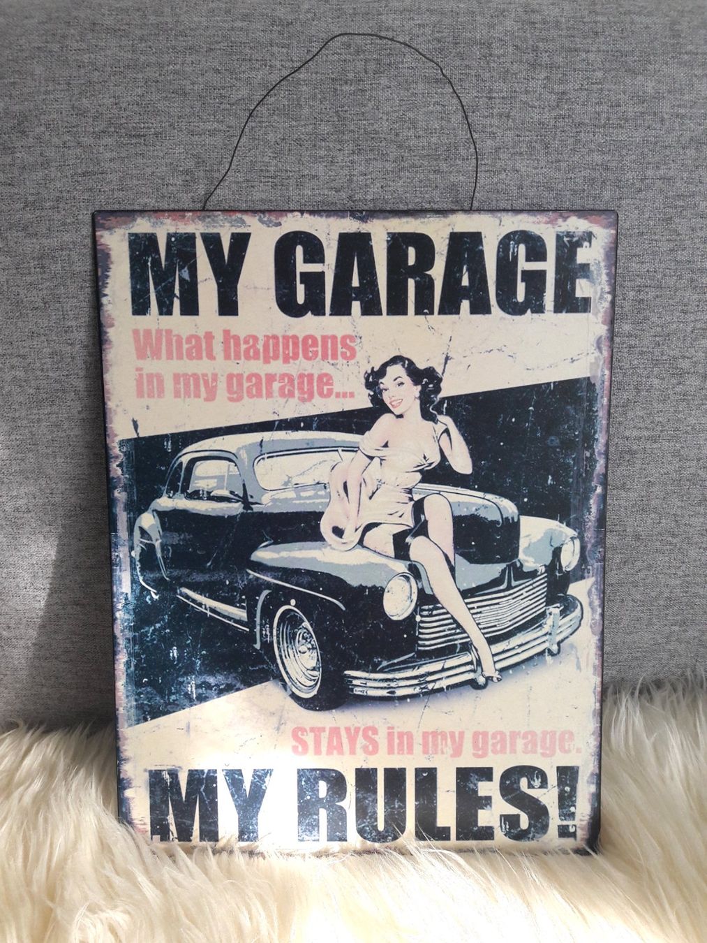 Insegne: Vintage Schild My Garage my Rules Auto Oldtimer – Usato da Zürich venduto da Mukumukus