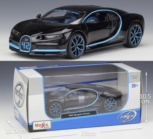 Bugatti Modellini d'auto: Bugatti Chiron Zero-400-Zero 2017 schwarz / hellblau  1:24 – Nuovo e nell'imballaggio originale da Gerlafingen venduto da espero88 9