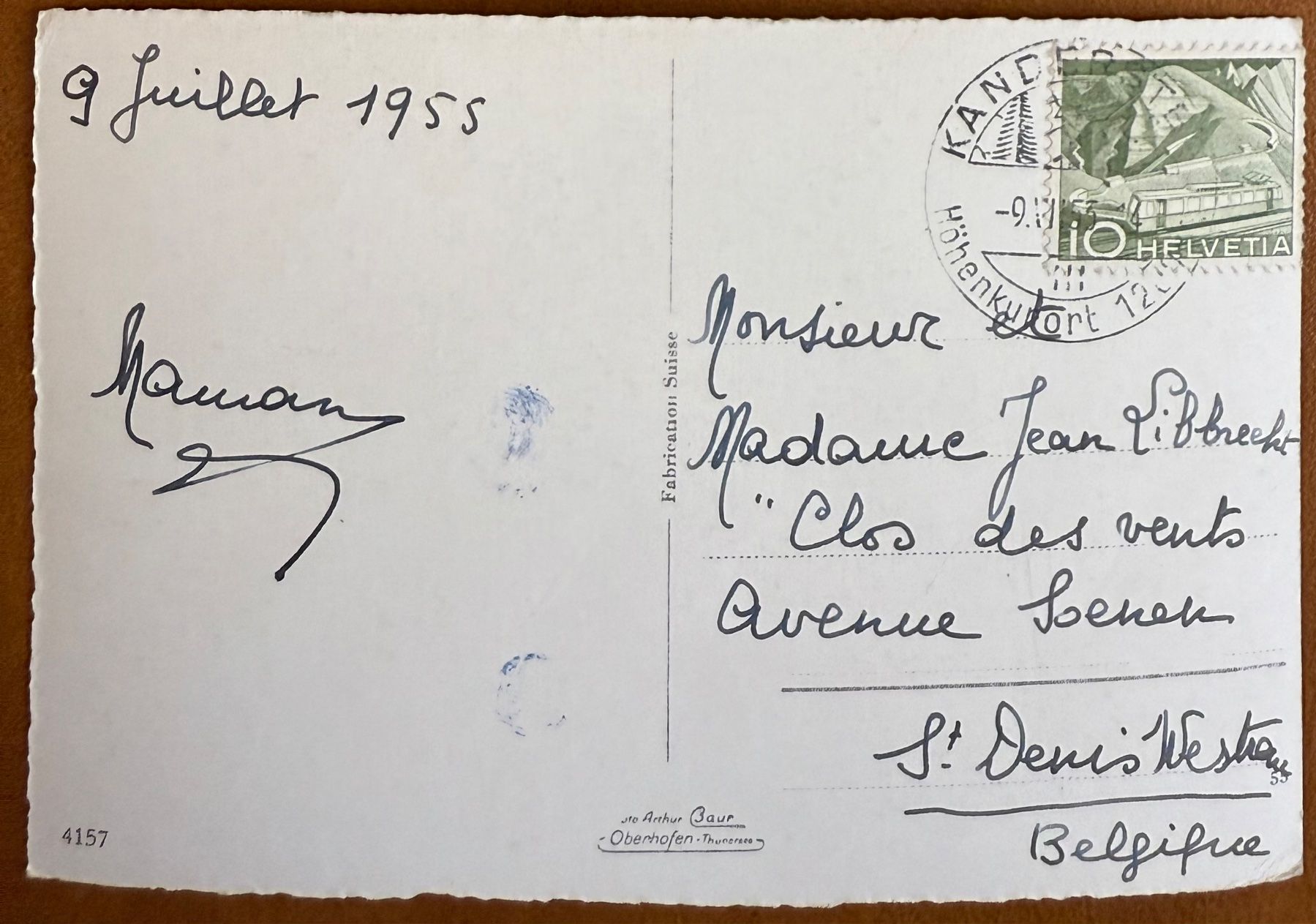 Cartoline postali: Kandersteg - Télésiège & Télécabine 1955 – Usato da Lutry venduto da Ediego 1