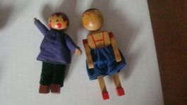 2 Holzfiguren für die Puppenstube 8 cm / 9,5 cm