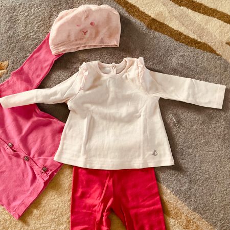 Lot de vêtements PETIT BATEAU 4p. bébé fille, 12 mois, rose
