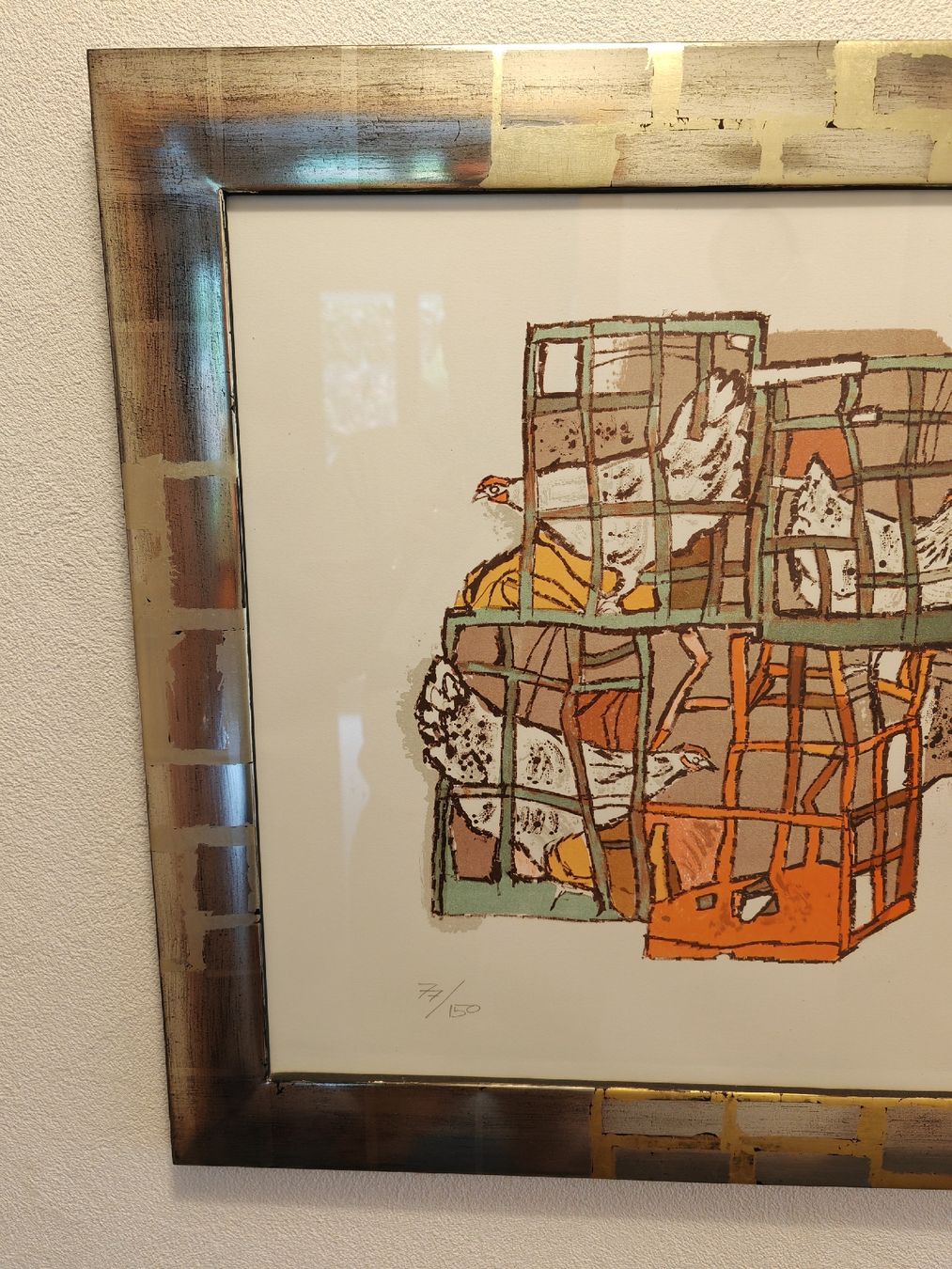 Grafica & Litografie: R. Mirer, 1984, Hühner im Käfig – Usato da Rotkreuz venduto da Pabloescobar 1