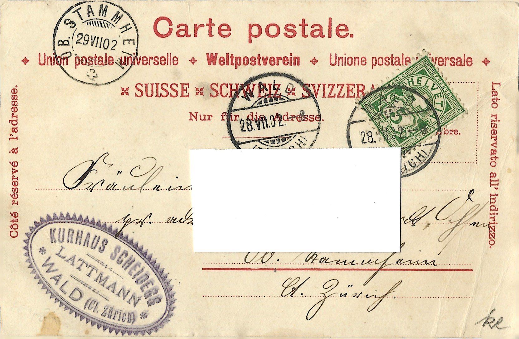 Cartoline postali: Gruss  von  der  Scheidegg  b/ Wald  1241 M/M – Usato da Bütschwil venduto da Jackson1A 1