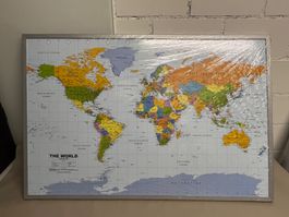Kork-Weltkarte als Pinnwand 90 × 60 cm inkl. Pins – original