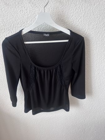 D&G Dolce Gabbana Top Schwarz Spitze Y2K Vintage Gr. S / 36