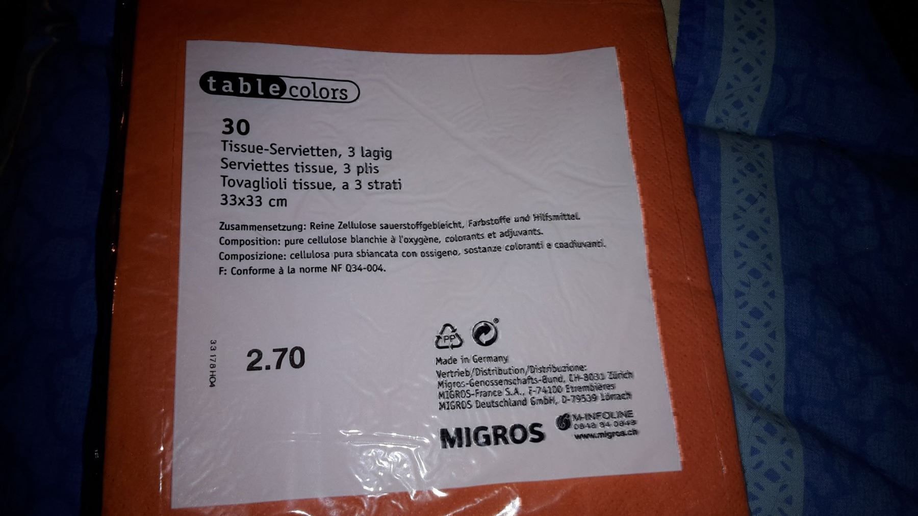 Tovaglioli: 77 Servietten orange – Nuovo e nell'imballaggio originale da Schwarzenburg venduto da Flamingo07 1
