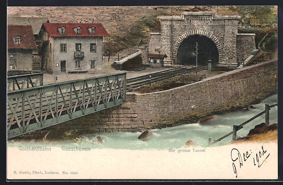 Cartoline postali: Goeschenen, Der grosse Tunnel der Gottha – Usato da Berlin venduto da bartko-reher