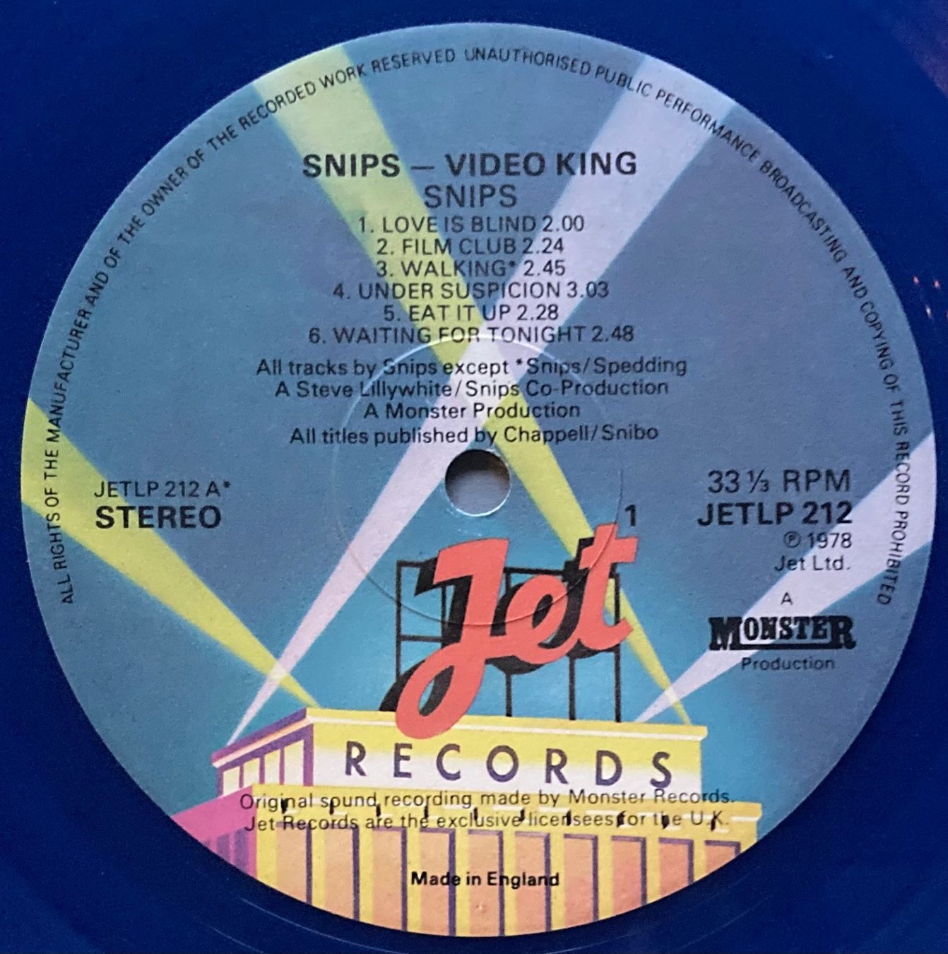 Dischi in vinile: SNIPS - VIDEO KING – Usato da Poliez-Pittet venduto da Newtown-Records 4