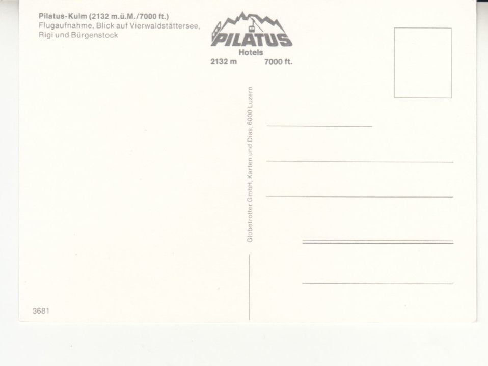 Cartoline postali: Pilatus Kulm ca. 1980 – Usato da Bürglen TG venduto da StampGraf 1