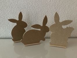 Osterhasen, 3er Set, Holz, Deko Frühling Ostern
