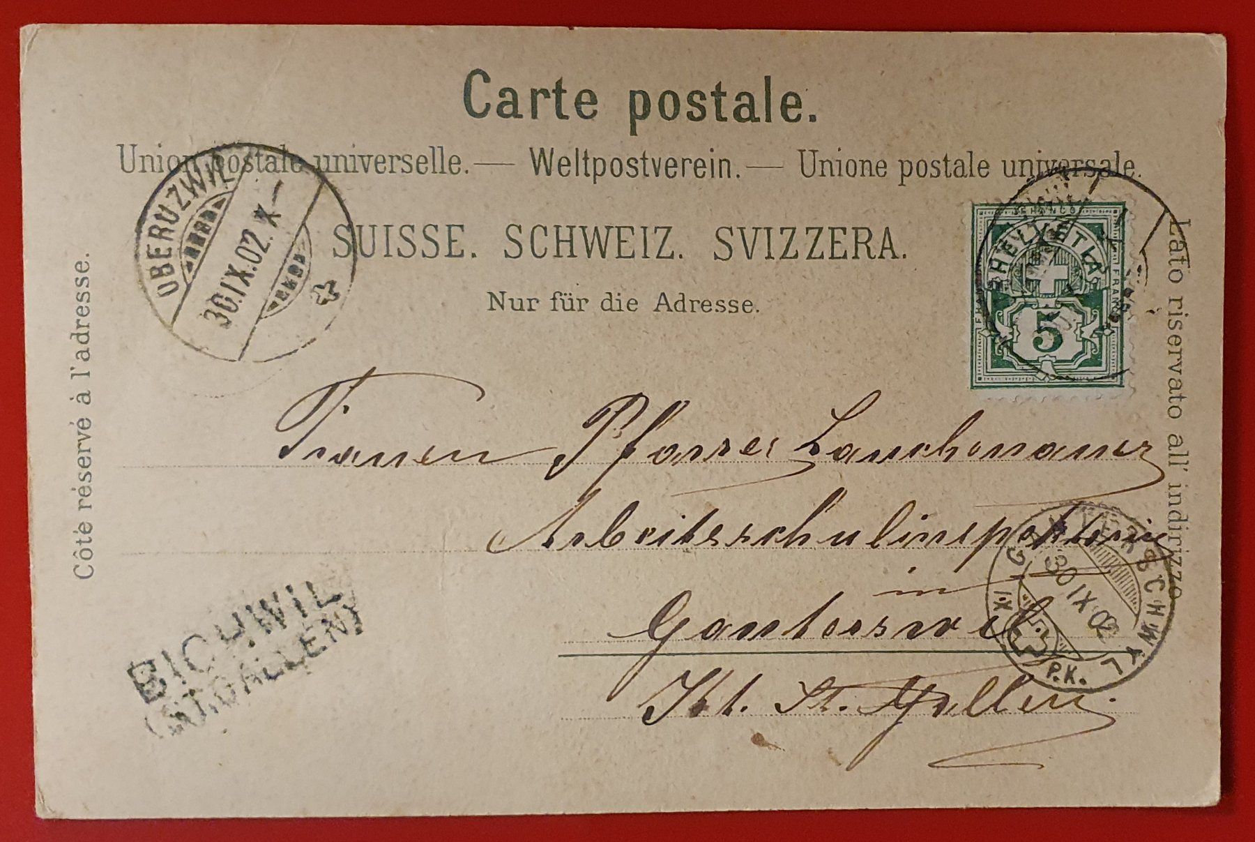 Cartoline postali: Gruss aus Bichwil 1902 – Usato da Kreuzlingen venduto da Rschweiz1 1