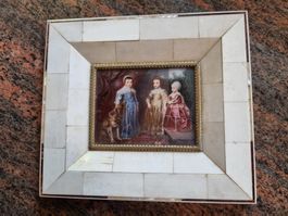 2 Antike Miniatur Portrait im Rahmen, Kinderbild!