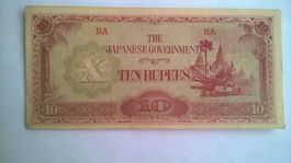 Billet banque Birmanie (occup Japonaise) 10 Roupies 1944 UNC