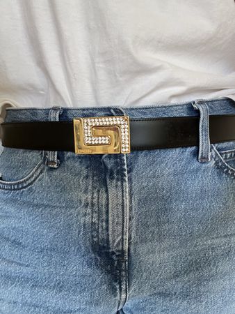Black Leather Versace Belt