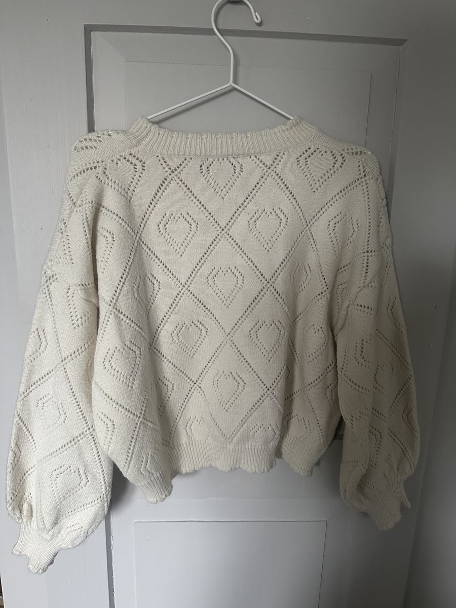 Maglioni & Felpe: Herzchen-Pullover, creme-weiss, Gr. M  – Usato da Zürich venduto da smeiteli 1