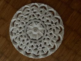 grosses Mandala, Boho Deko zum hängen oder legen, weiss 40cm