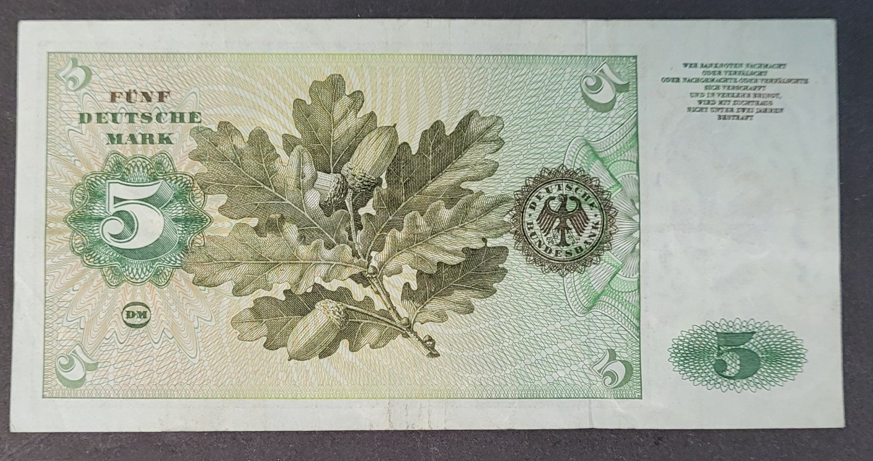 Banknoten: 5 MARK / DEUTSCHLAND 1960 – Gebraucht aus Mumpf von antonio_schweiz_961 1