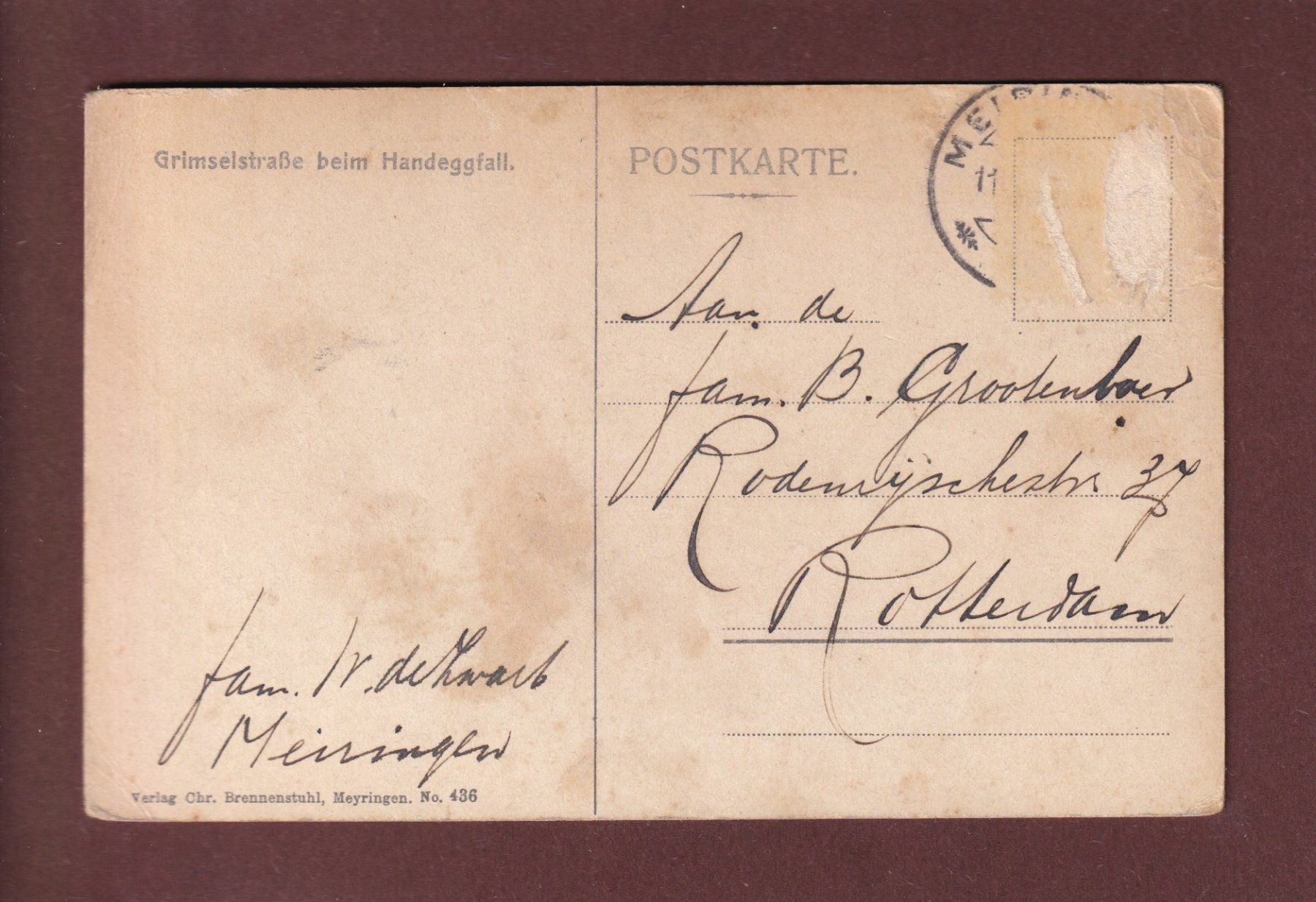 Ansichtskarten: GRIMSELSTRASSE beim Handeggfall // Eckbug // – Gebraucht aus Pully von nicecards 1