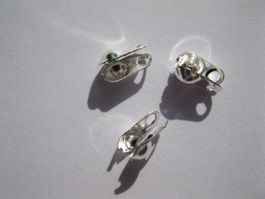 50 Kalotten, Quetschenden, Endstücke quer, versilbert 6x3mm