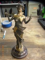 Jugendstil Frauenfigur Bronze auf Holzsockel gebraucht