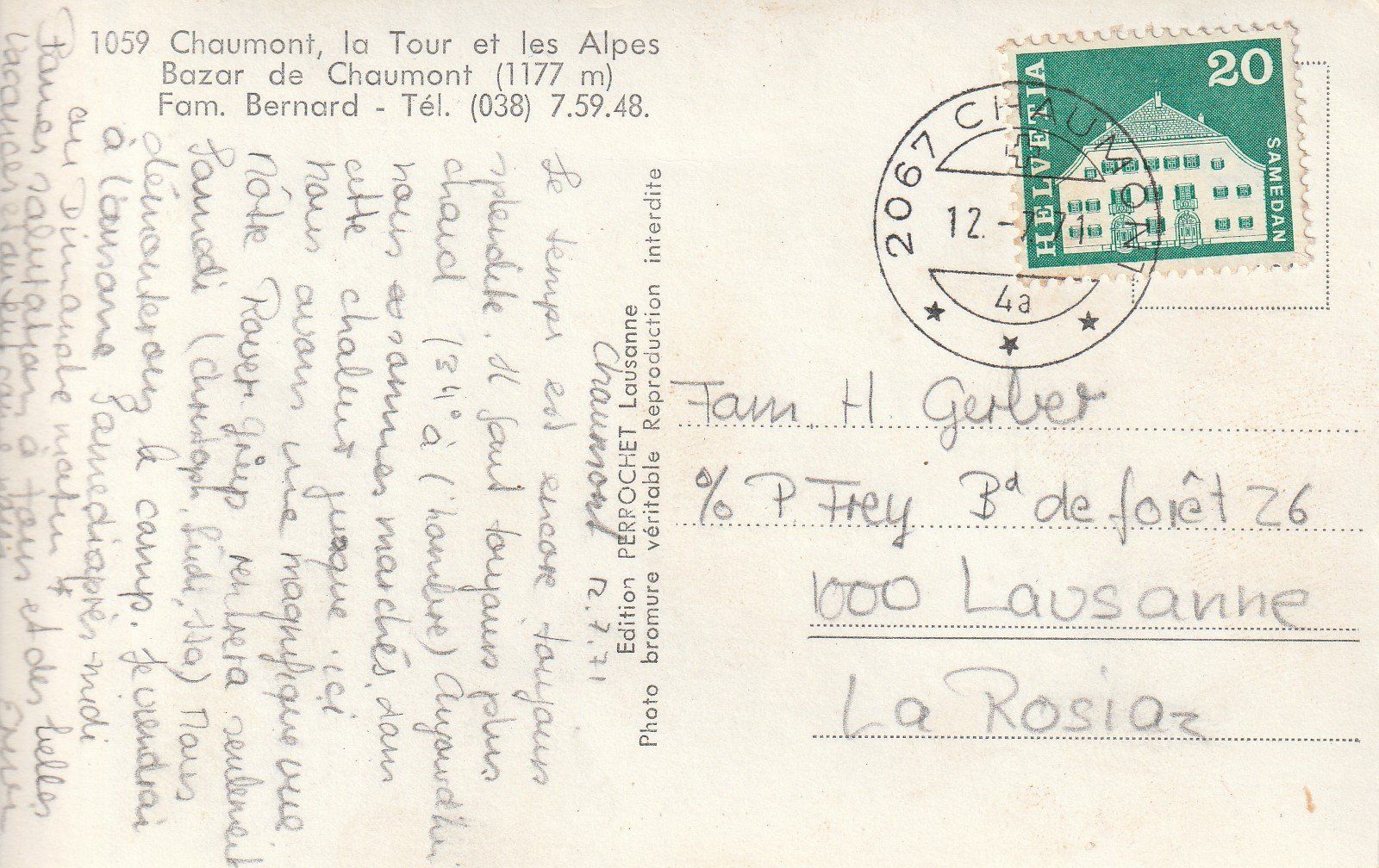 Cartoline postali: AK Chaumont - gel. 12.7.1971 – Usato da Fribourg venduto da schnalla92 1