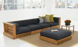 Gartengarnitur Sofa Tisch / Ottoman Teak Outdoor Sitzgruppe