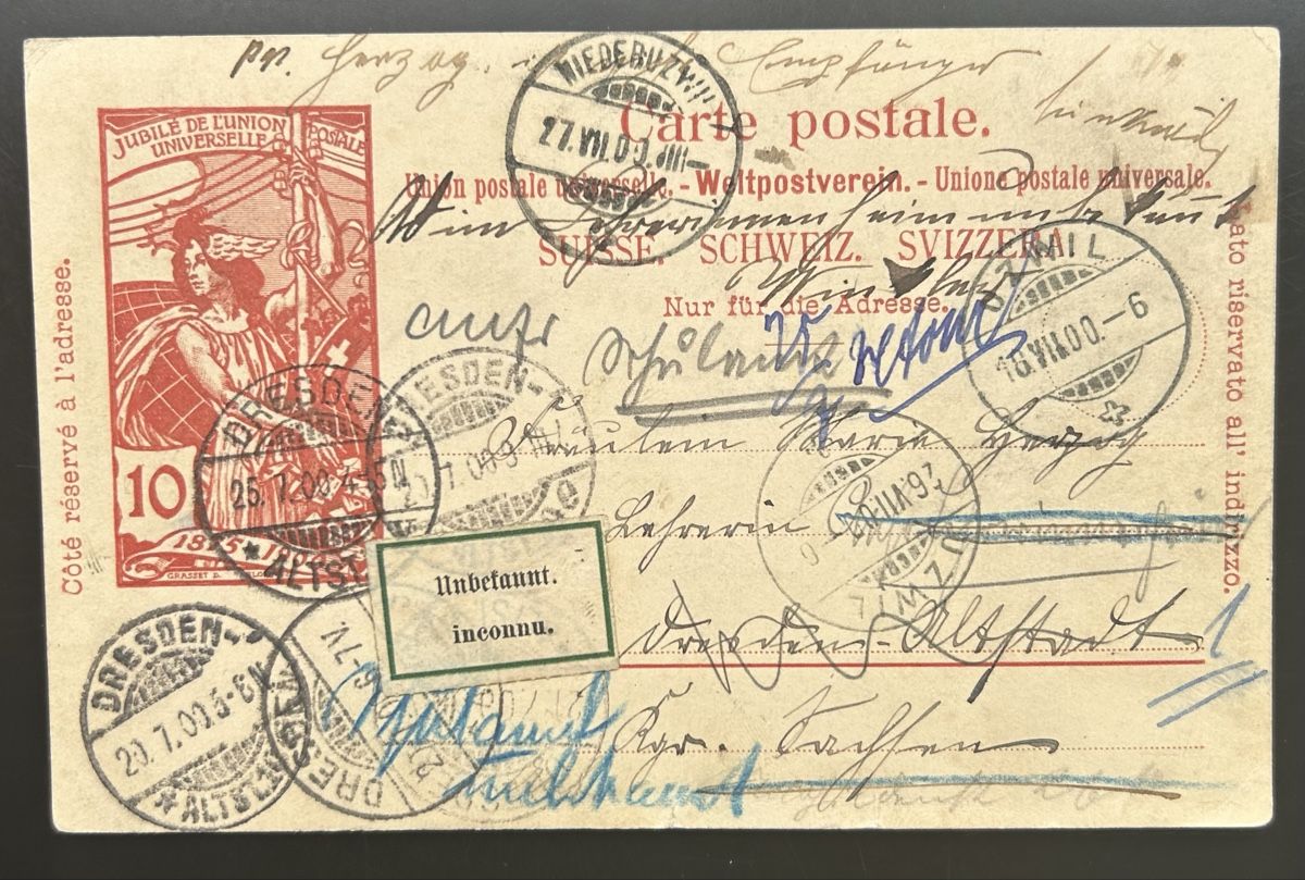 Cartoline postali: UPU Karte 1900 Irrläufer  – Usato da Horw venduto da Tellbub