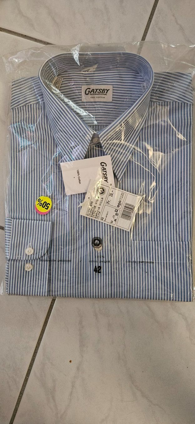 Camicie: Herrenhemd hellblau gestreift KW42 – Usato da Neftenbach venduto da Ricka1