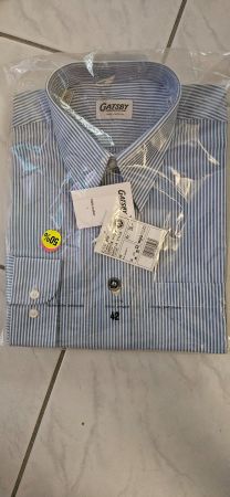 Herrenhemd hellblau gestreift KW42