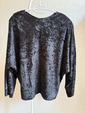 Pull vintage noir velours manches chauve-souris Oxygene, t.M