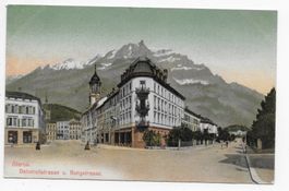 Glarus, Bahnhofstrasse & Burgstrasse um 1908